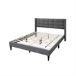 Zensa Full Bed-Light Gray Linen Upholstery-Padded Wing Headboard