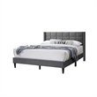 Zensa Full Bed-Light Gray Linen Upholstery-Padded Wing Headboard