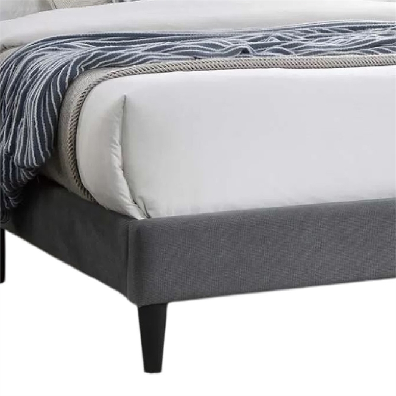 Zensa Full Bed-Light Gray Linen Upholstery-Padded Wing Headboard