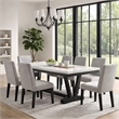 Vinz Dining Table-72 Inch White Faux Marble Top-Black Trestle Base