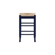 Sezy Counter Height Stool-Rush Rattan Square Seat-Navy Blue Base