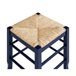 Sezy Counter Height Stool-Rush Rattan Square Seat-Navy Blue Base