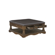 Coffee Table- 39 Inch Brown Faux Leather Top- 4 Drawers and Shelf