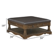 Coffee Table- 39 Inch Brown Faux Leather Top- 4 Drawers and Shelf