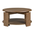 Coffee Table- 40 Inch Round Swivel Top- Lower Open Shelf- Brown