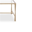 Coffee Table- 47 Inch Rectangular Glass Top- Antique Gold Iron
