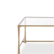Coffee Table- 47 Inch Rectangular Glass Top- Antique Gold Iron
