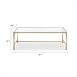 Coffee Table- 47 Inch Rectangular Glass Top- Antique Gold Iron