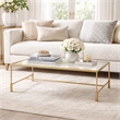 Coffee Table- 47 Inch Rectangular Glass Top- Antique Gold Iron