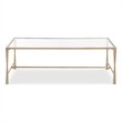 Coffee Table- 47 Inch Rectangular Glass Top- Antique Gold Iron