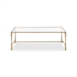 Coffee Table- 47 Inch Rectangular Glass Top- Antique Gold Iron