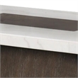 Coffee Table- 48 Inch White Marble- Walnut Brown Pedestal Base