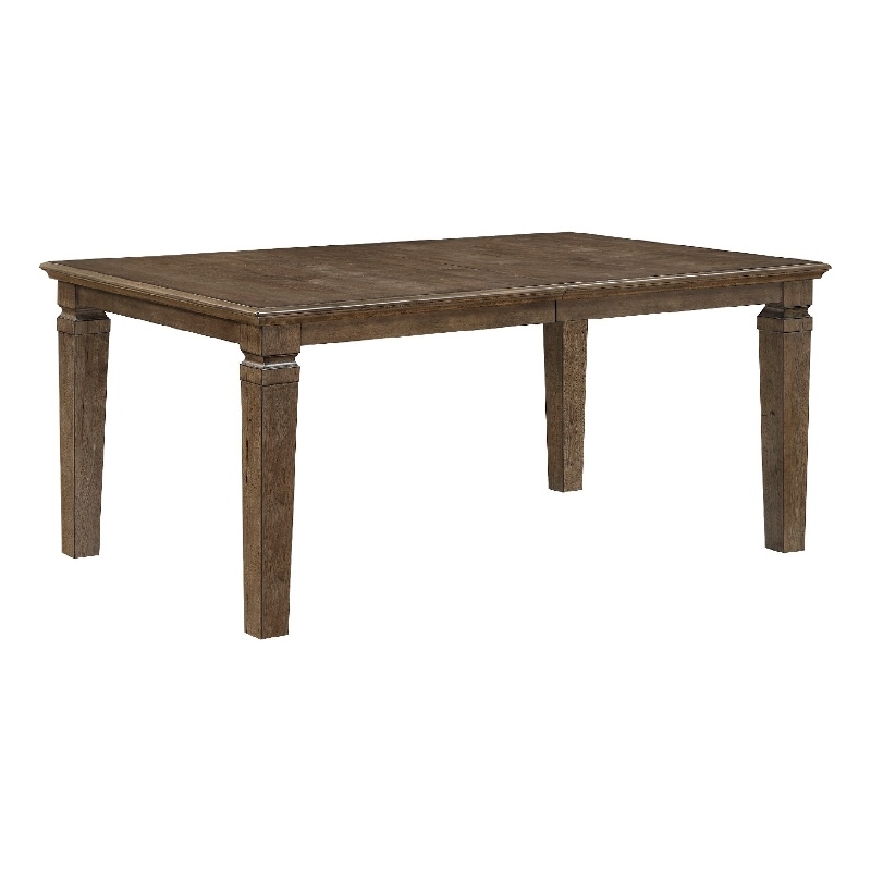 Dining Table w Removable Leaf- 66-84 Inch Top- Light Brown Veneer