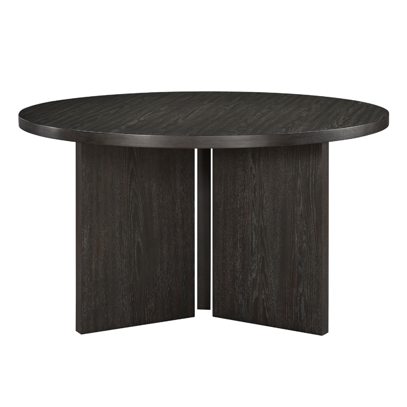 Dining Table- 54 Inch Circular Top- Pedestal Base- Ebony Black