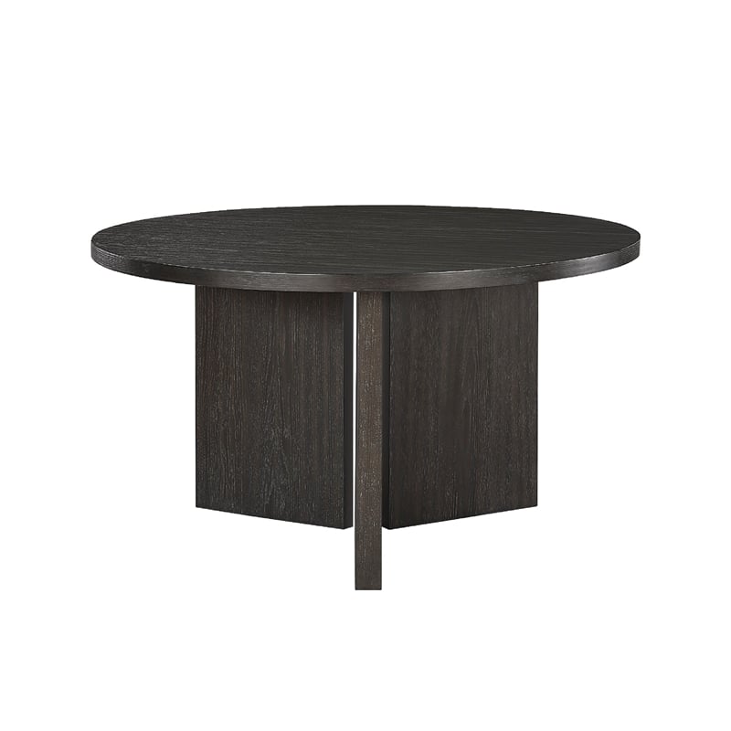 Dining Table- 54 Inch Circular Top- Pedestal Base- Ebony Black