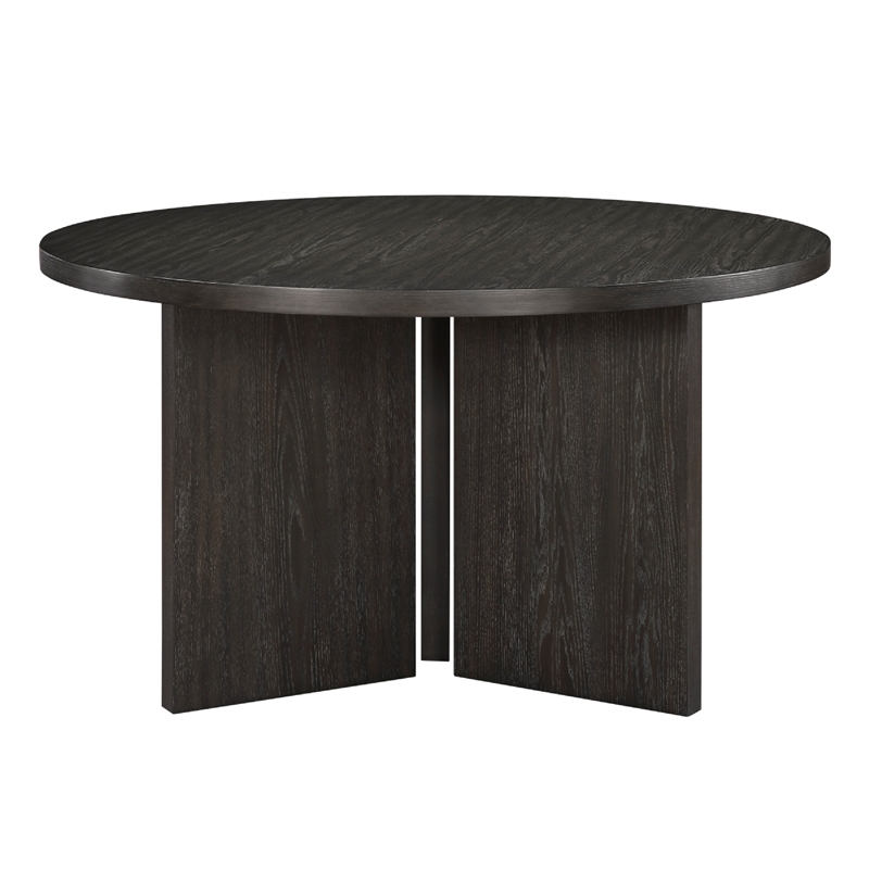 Dining Table- 54 Inch Circular Top- Pedestal Base- Ebony Black