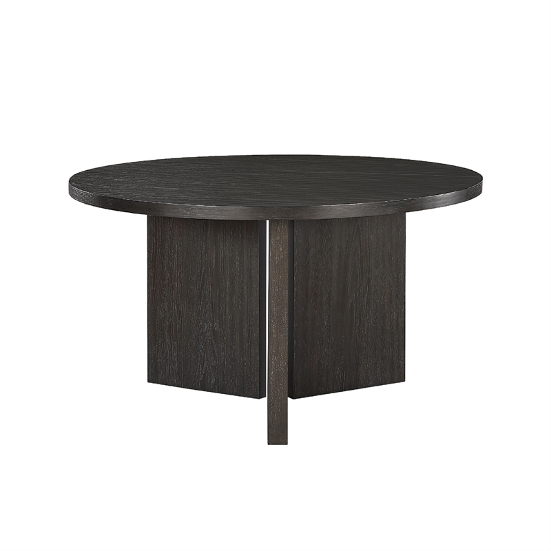 Dining Table- 54 Inch Circular Top- Pedestal Base- Ebony Black