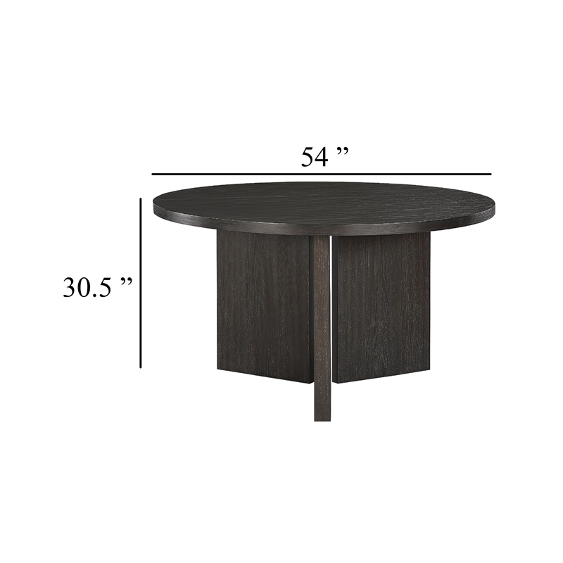Dining Table- 54 Inch Circular Top- Pedestal Base- Ebony Black