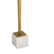 Accent Table- 11 Inch Square Glass Top- White Marble- Retro Brass