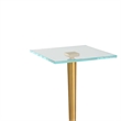 Accent Table- 11 Inch Square Glass Top- White Marble- Retro Brass