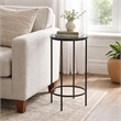 Accent Table- 12 Inch Round Recycled Glass Top- Black Iron Frame