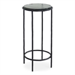 Accent Table- 12 Inch Round Recycled Glass Top- Black Iron Frame