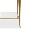 Accent Table- 18 Inch Glass Top- Bottom Open Shelf- Gold Leaf Iron