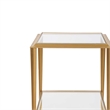 Accent Table- 18 Inch Glass Top- Bottom Open Shelf- Gold Leaf Iron