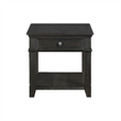 Side End Table w USB Port- 27 Inch Top- 1 Drawer- Charcoal Black