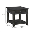 Side End Table w USB Port- 27 Inch Top- 1 Drawer- Charcoal Black