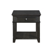 Side End Table w USB Port- 27 Inch Top- 1 Drawer- Charcoal Black