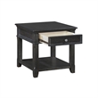 Side End Table w USB Port- 27 Inch Top- 1 Drawer- Charcoal Black