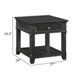 Side End Table w USB Port- 27 Inch Top- 1 Drawer- Charcoal Black