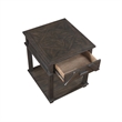 Side End Table- 24 Inch- 1 Drawer with Lower Open Shelf- Brown