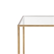 Side End Table- 20 Inch Square Glass Top- Open Shelf- Antique Gold