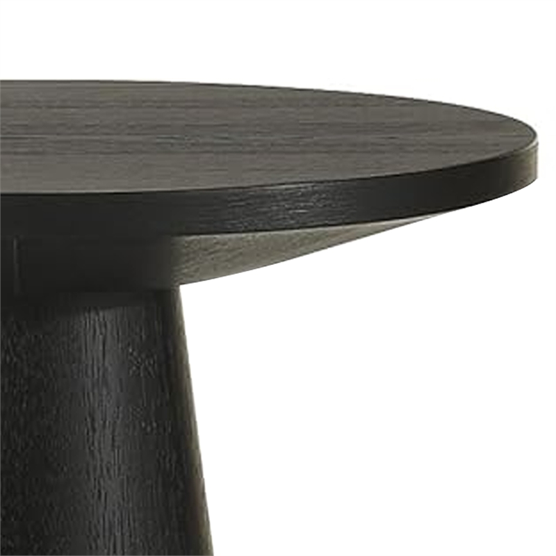 Side End Table- Cone Pedestal Base- 20 Inch Round Top in Black