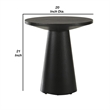 Side End Table- Cone Pedestal Base- 20 Inch Round Top in Black