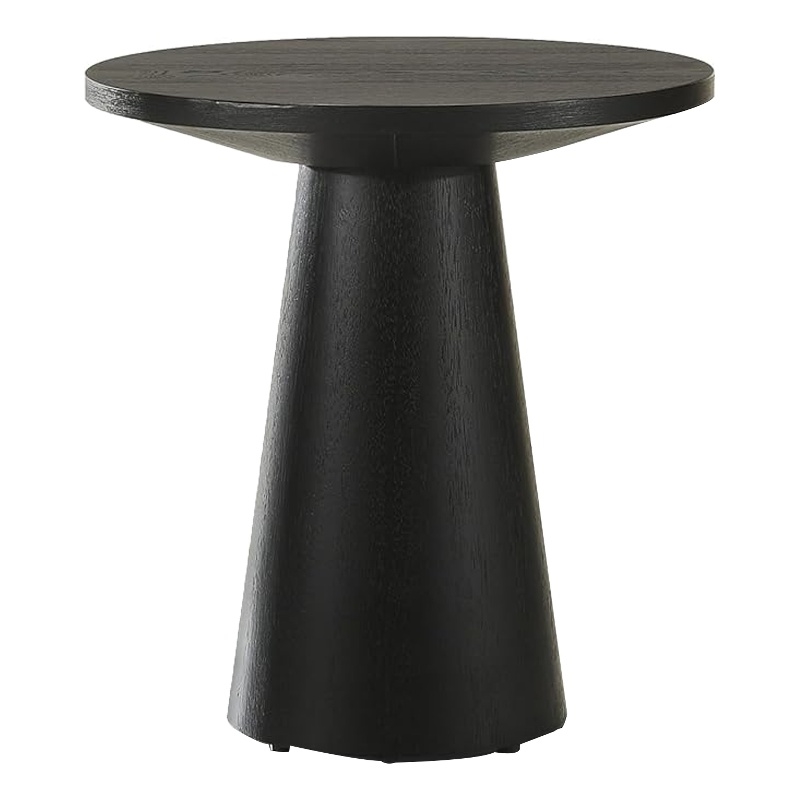 Side End Table- Cone Pedestal Base- 20 Inch Round Top in Black