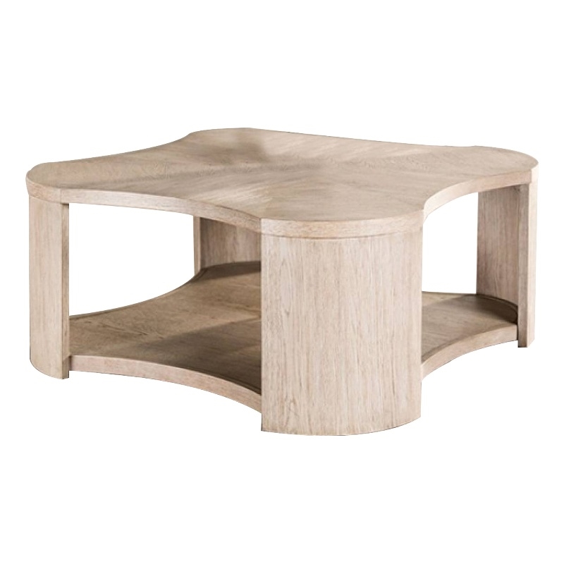 Cocktail Table- Open Lower Shelf- 50 Inch Oval Oak Brown Wood Top