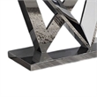 Sofa Console Table- Beveled Faux Marble- Chrome Steel V-Base