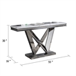 Sofa Console Table- Beveled Faux Marble- Chrome Steel V-Base