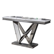 Sofa Console Table- Beveled Faux Marble- Chrome Steel V-Base