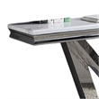 Sofa Console Table- Beveled Faux Marble- Chrome Steel V-Base