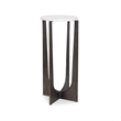 Accent Table- 12 Inch Round White Marble Top- Brass Bronze Legs