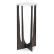 Accent Table- 12 Inch Round White Marble Top- Brass Bronze Legs