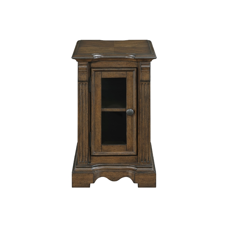 Chairside End Table- 22 Inch- 1 Glass Door w USB A and C Ports