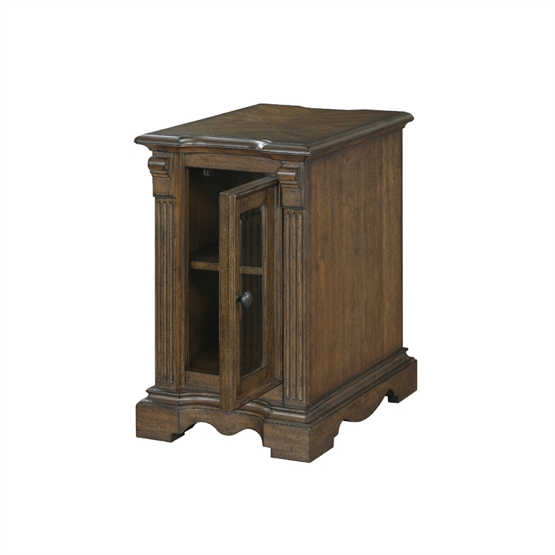 Chairside End Table- 22 Inch- 1 Glass Door w USB A and C Ports