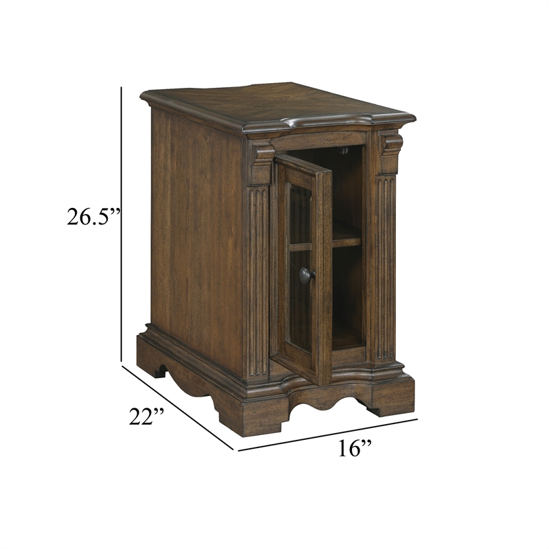 Chairside End Table- 22 Inch- 1 Glass Door w USB A and C Ports