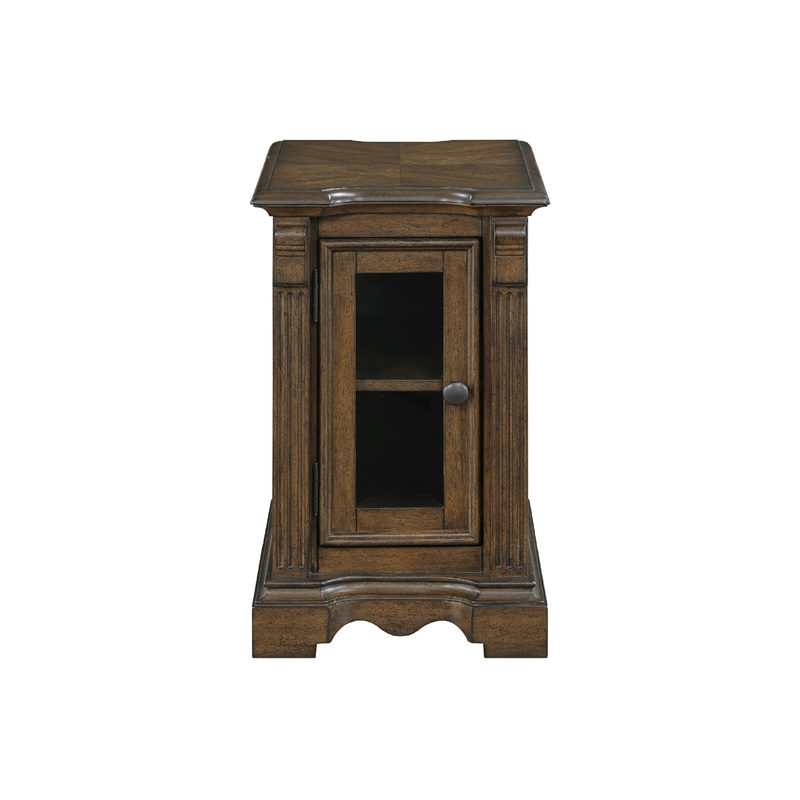 Chairside End Table- 22 Inch- 1 Glass Door w USB A and C Ports