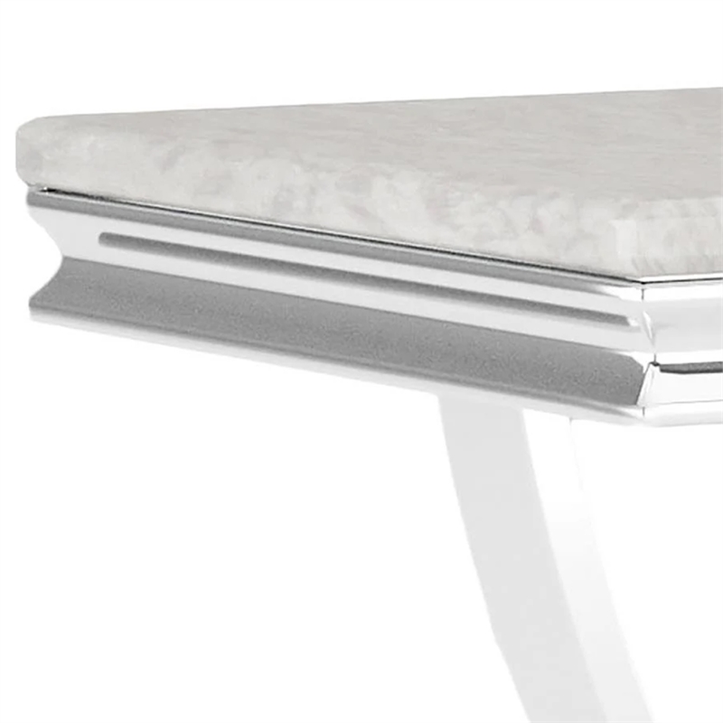 Side End Table- 24 Inch Faux Marble Top- Curved Chrome Pedestal